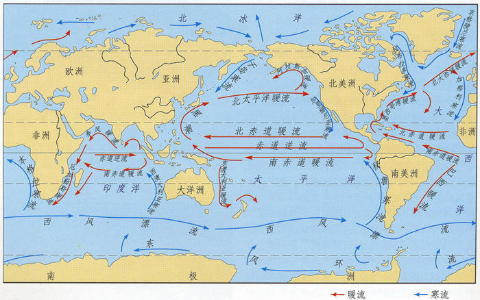 全球洋流图手绘简版图片